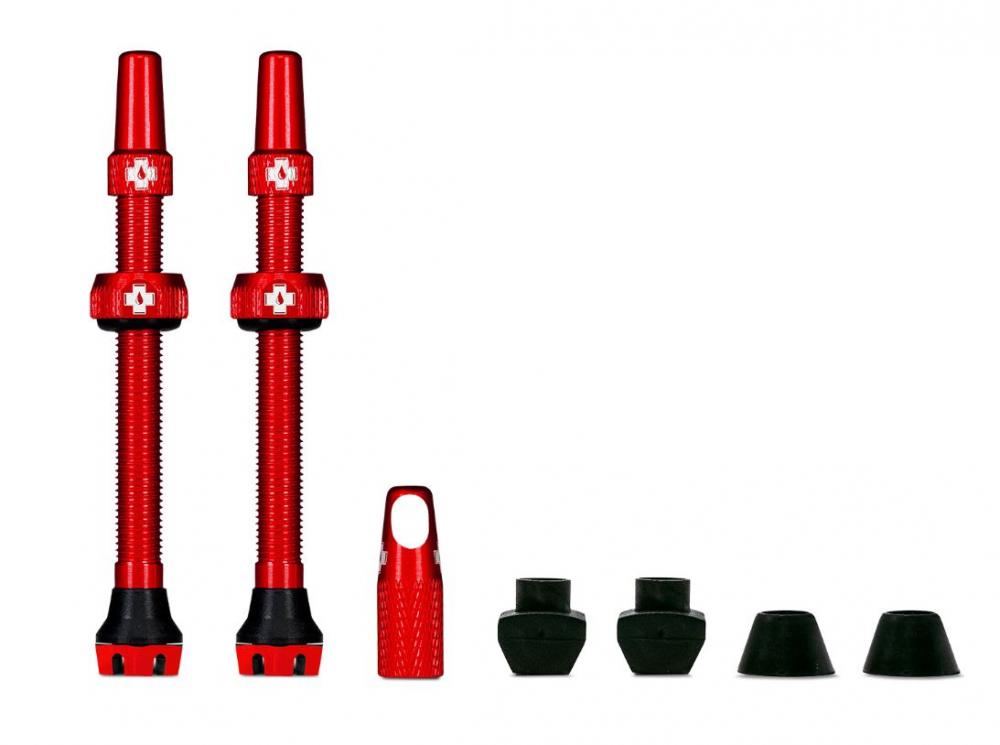 Muc-Off Tubeless Valve Kit V2 44 mm Rot - Ultraleichtes 7075-Aluminium für MTB & Rennrad