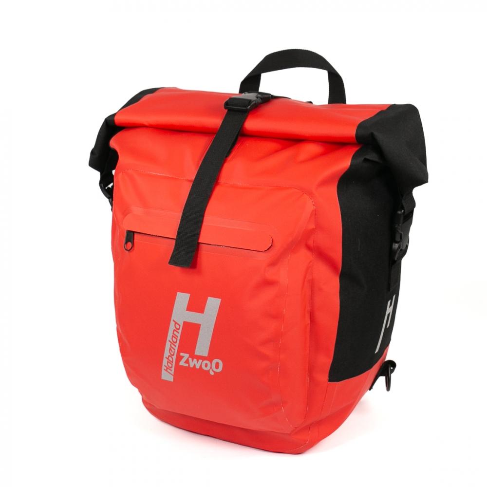 Haberland Bike-Rucksack H2O schwarz/rot - wasserdichte Gepäckträgertasche mit Tragesystem