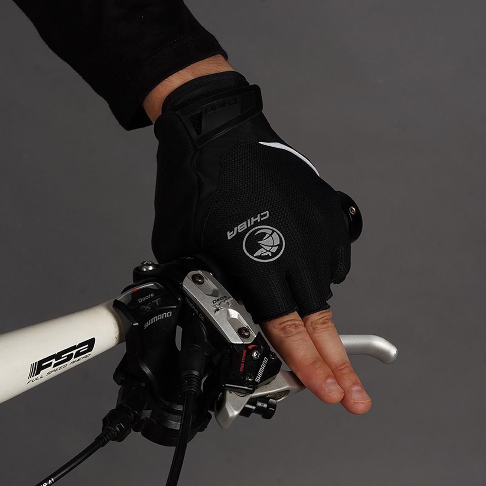CHIBA Sport - Radhandschuhe kurzfinger schwarz S, atmungsaktiv, gepolstert, reflektierend
