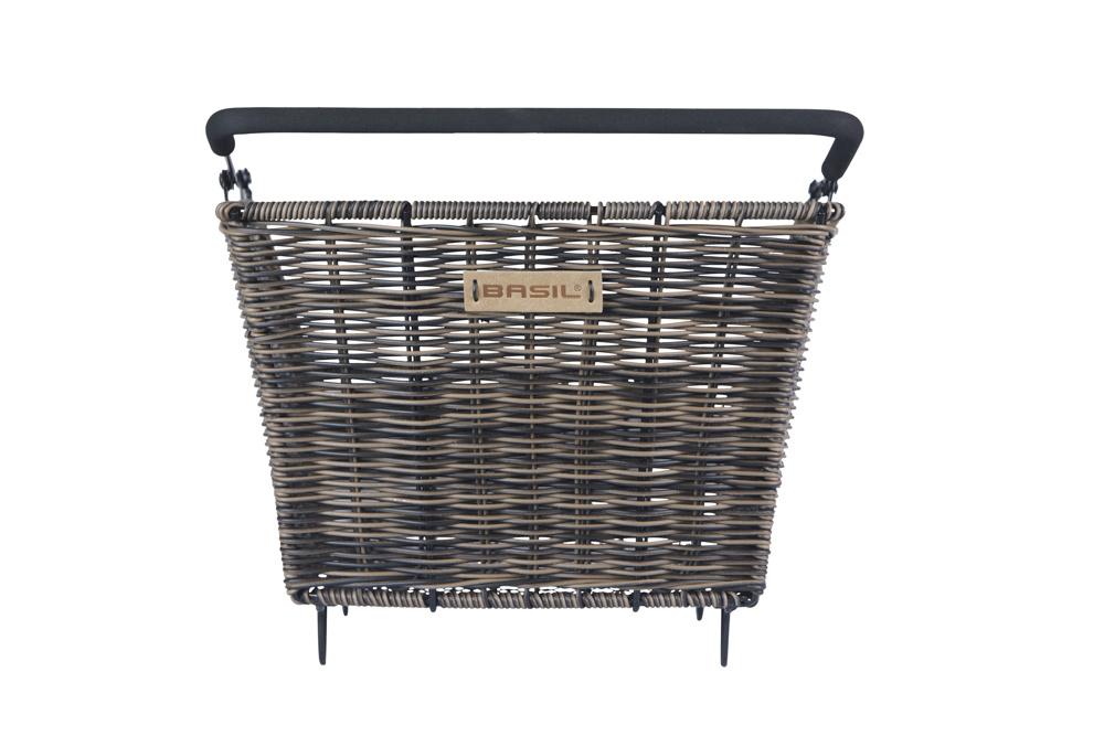 Basil Gepäckträgerkorb Cento Rattan Look Gepäckträgerkorb 22 Liter - braun - wetterfest Multi-System (i-Rack / Racktime / Carrymore / Soft-Grip)