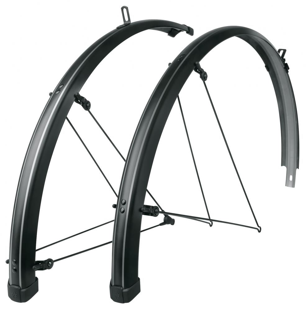 SKS Bluemels Stripes Schutzblechset 28\" 45mm schwarz matt  robustes, korrosionsgeschütztes Design mit ASR-Sicherheitssystem für optimalen Spritzwasserschutz