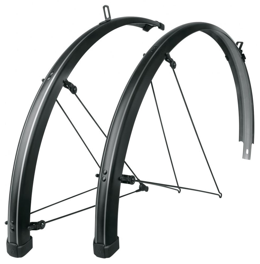 SKS Bluemels Stripes Schutzblechset 28\" 45mm schwarz matt  robustes, korrosionsgeschütztes Design mit ASR-Sicherheitssystem für optimalen Spritzwasserschutz