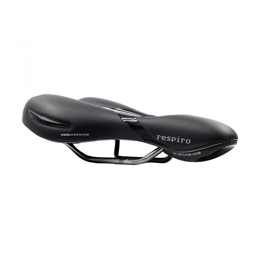 Selle Royal Respiro Athletic Fahrradsattel, schwarz, mit COOLXSENIUM und AIR VENTILATION SYSTEM für kühlen Komfort.