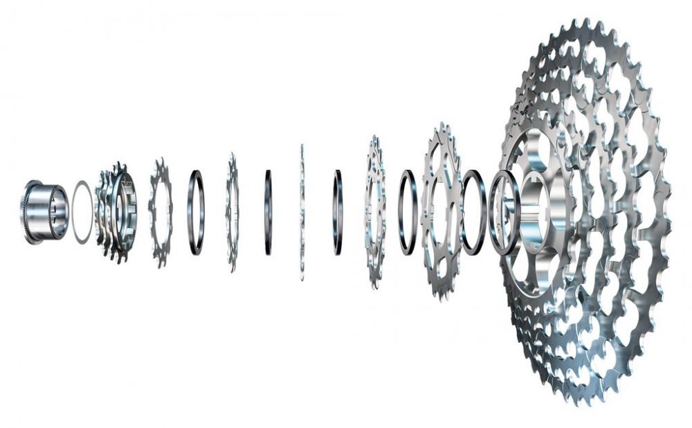 Campagnolo Ekar GT 13-fach Fahrradkassette: explodierte Ansicht des Ritzelpakets.