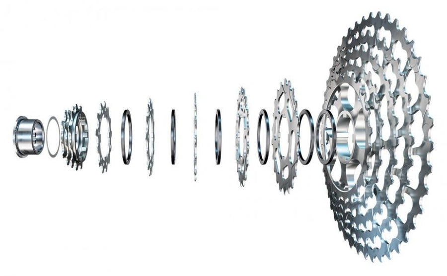 Campagnolo Ekar GT 13-fach Fahrradkassette: explodierte Ansicht des Ritzelpakets.