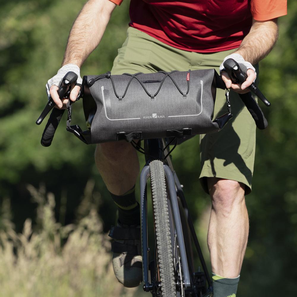 KLICKfix Lenkertasche Bikepack Waterproof grau Größe 18x36x18 cm ohne Lenkeradapter 12 ltr.