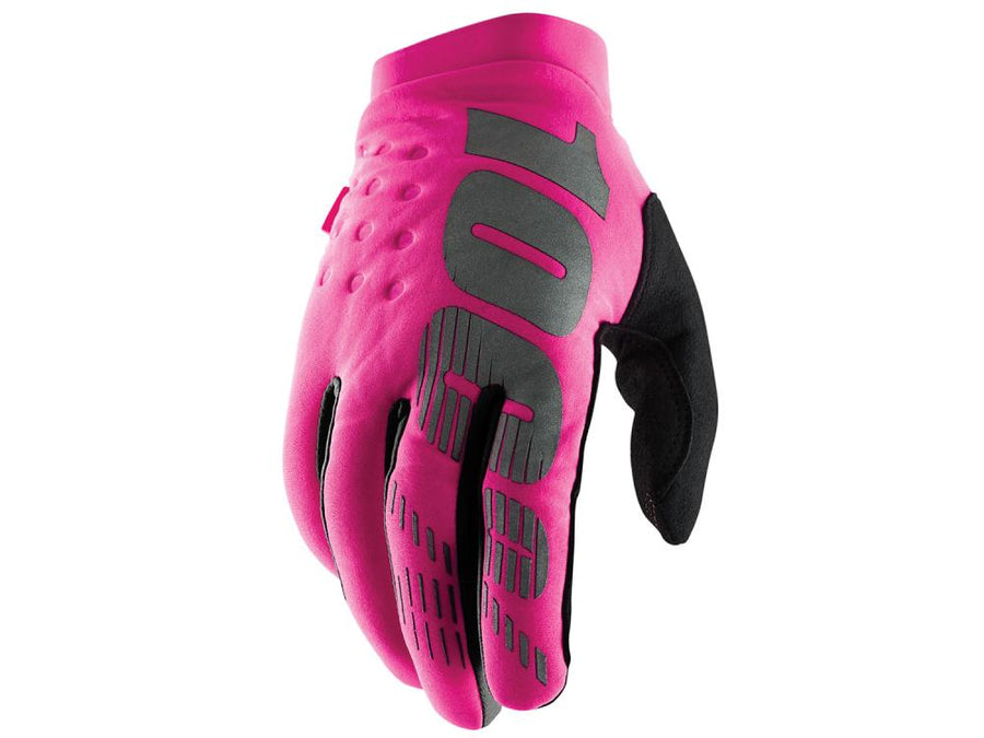 100% Brisker Women's Cold Weather Gloves XL Neon Pink/Black - warmer MTB-Handschuh mit direktem Griffgefühl