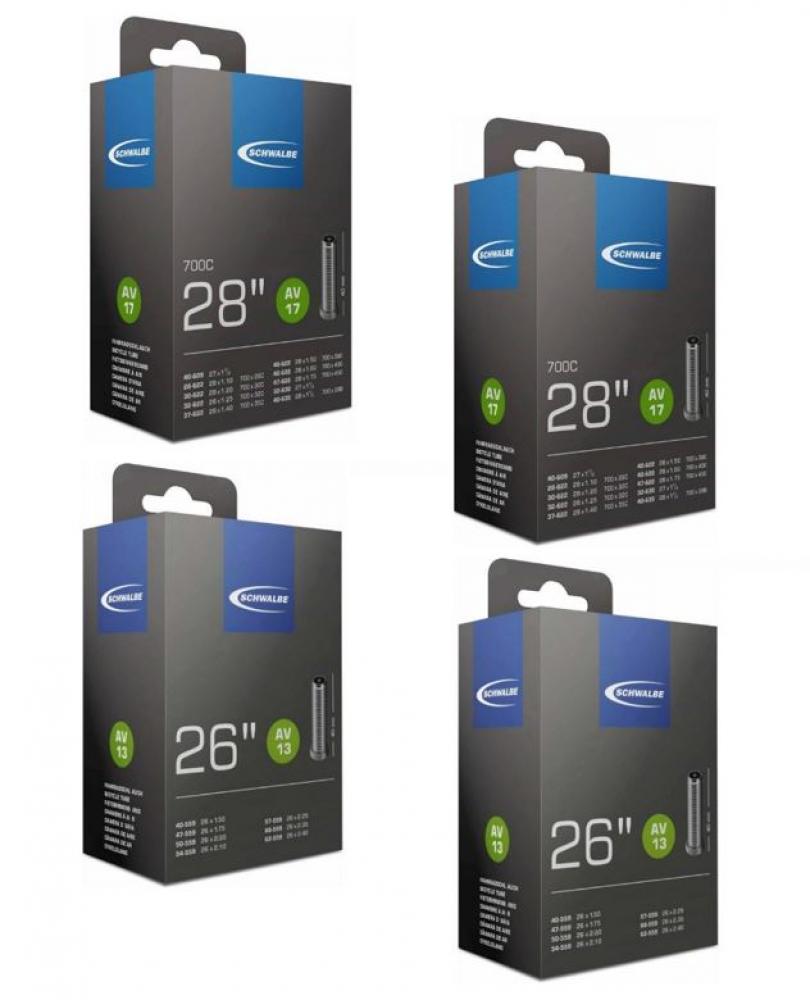 Schwalbe 2x Schlauch AV17 28x1.10-1.75 + 2 x Schwalbe Schlauch AV13 26x1.50-2.40