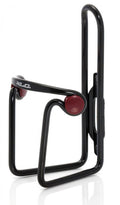 XLC Trinkflaschenhalter BC-A02 schwarz/matt aus Alu mit runden roten Polstern für Fahrräder.