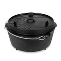 Petromax Feuertopf FT12 mit Füßen, 10,8 l Gusseisen, für 14-20 Personen, Deckel als Pfanne nutzbar, ideal zum Kochen und Backen im Freien
