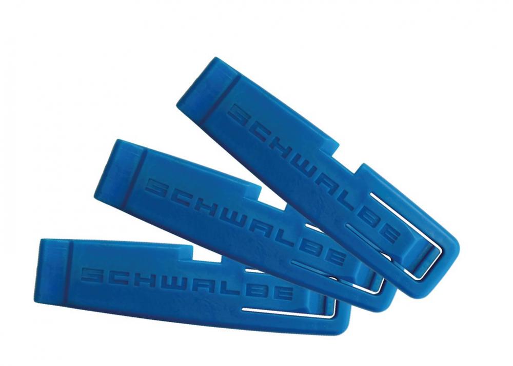 Schwalbe Fahrrad-Set: 3 blaue Reifenheber, 2 Schläuche AV7, Easy Fit für 20-Zoll-Reifen.