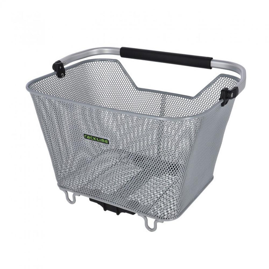Racktime System Korb Baskit Deluxe 2.0, silberner Gitterkorb mit Tragegriff, 45x33x30 cm.
