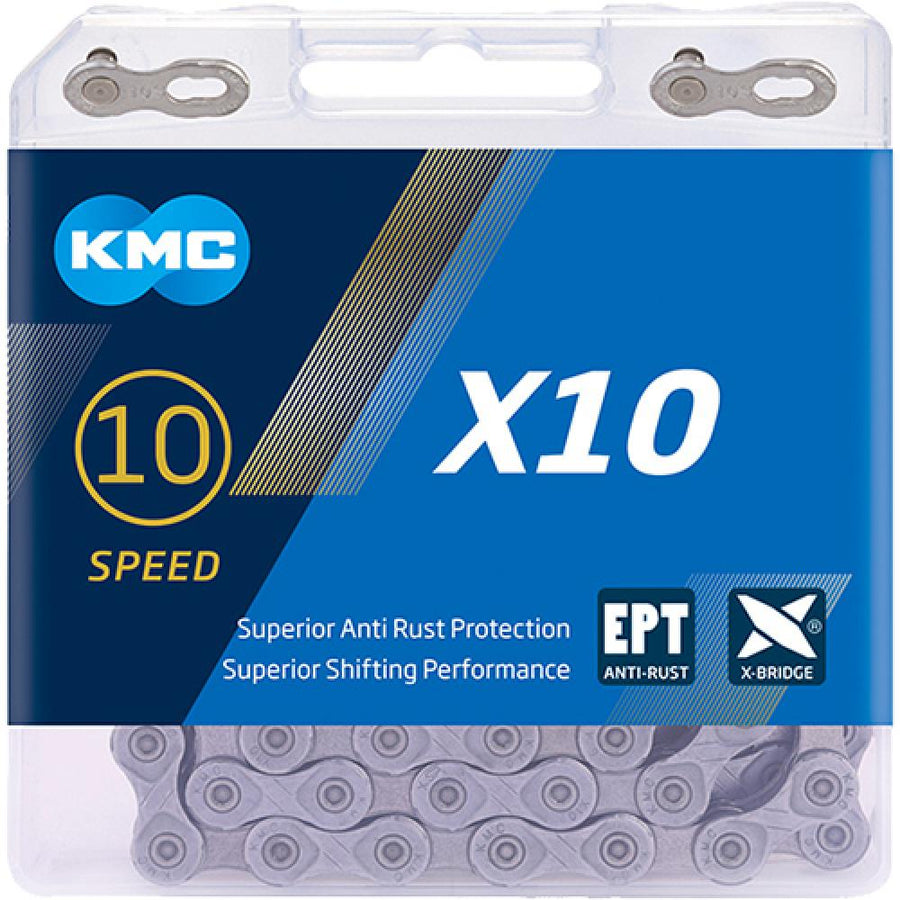 KMC X10 EPT 10-fach Kette 114 Glieder silber - langlebige korrosionsarme Fahrradkette