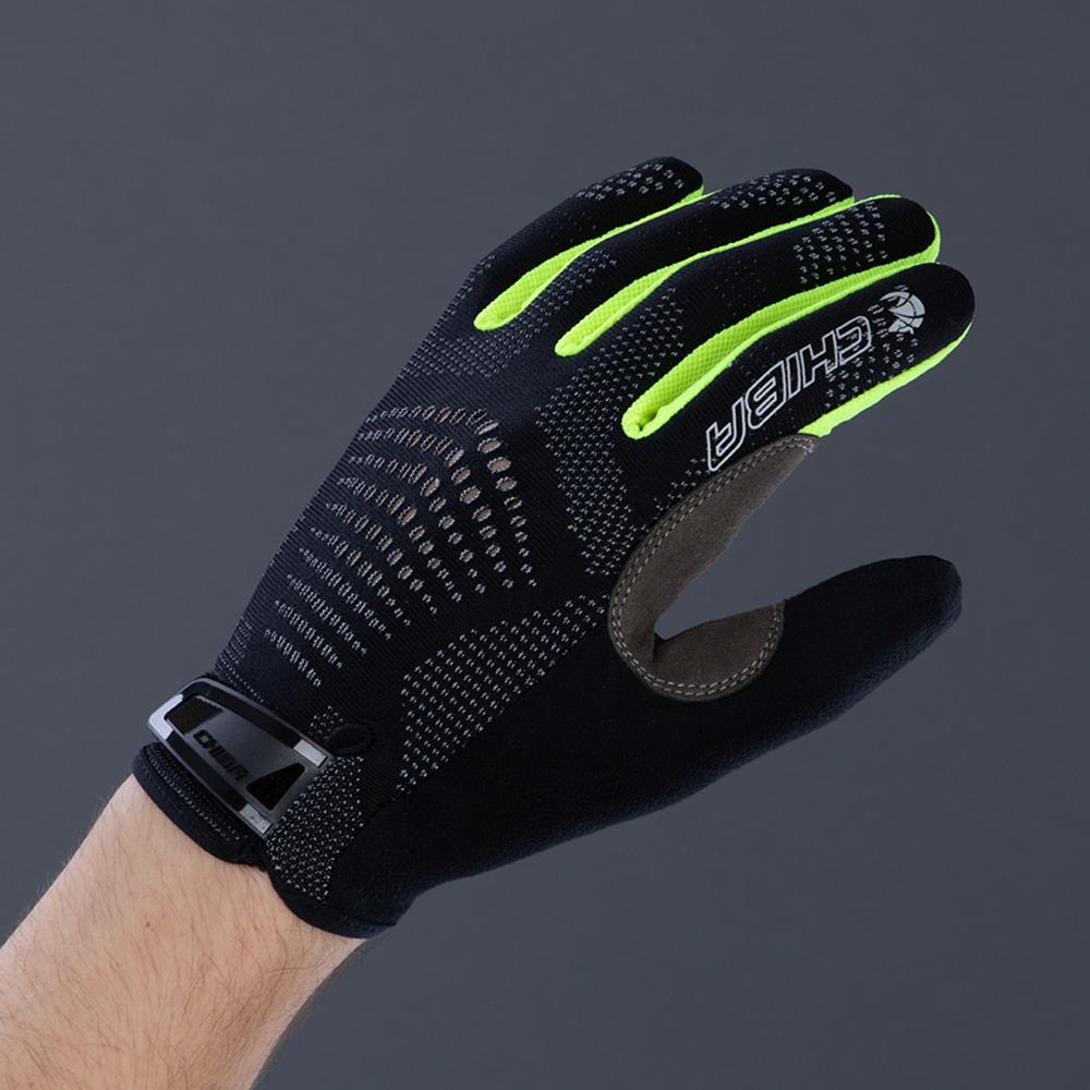 CHIBA Gel Performer - Radhandschuhe kurz, schwarz/neongelb, S, Gelpolster & Touchfinger