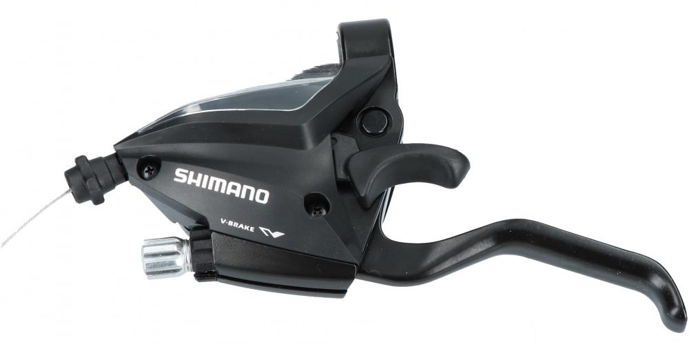 Shimano ST-EF500 Schalt-Bremshebel 3-fach links, schwarz, 2-Finger, für mechanische V-Brakes.
