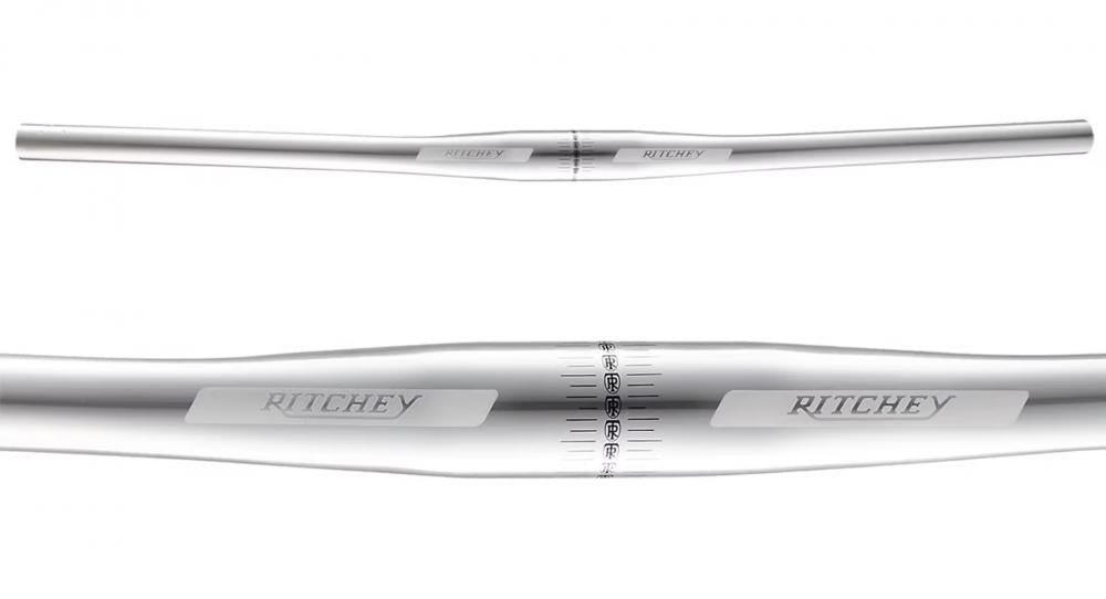 Ritchey Classic Flat Lenker aus Aluminium 6061, 31,8 mm, 560 mm, 5° Backsweep, hochglanzpoliertes Silber für XC.