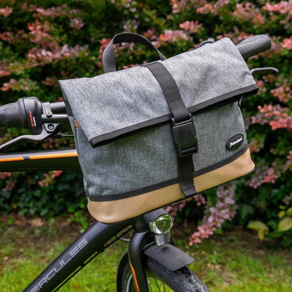 Haberland Lenkertasche Mel eMotion grau/hellbraun - elegante Lenkertasche mit KLICKfix