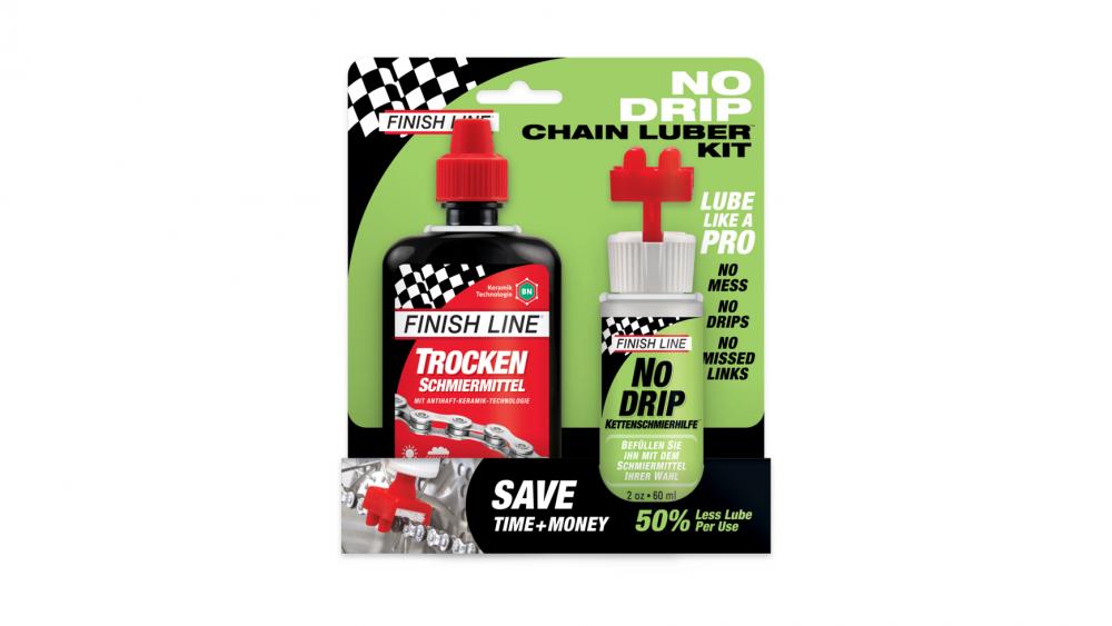 Finish Line No Drip Chain Luber Combo Set mit Dry Lube Kettenöl 120ml - sauberes, präzises Auftragen, Tropfflasche mit Dozierreiniger