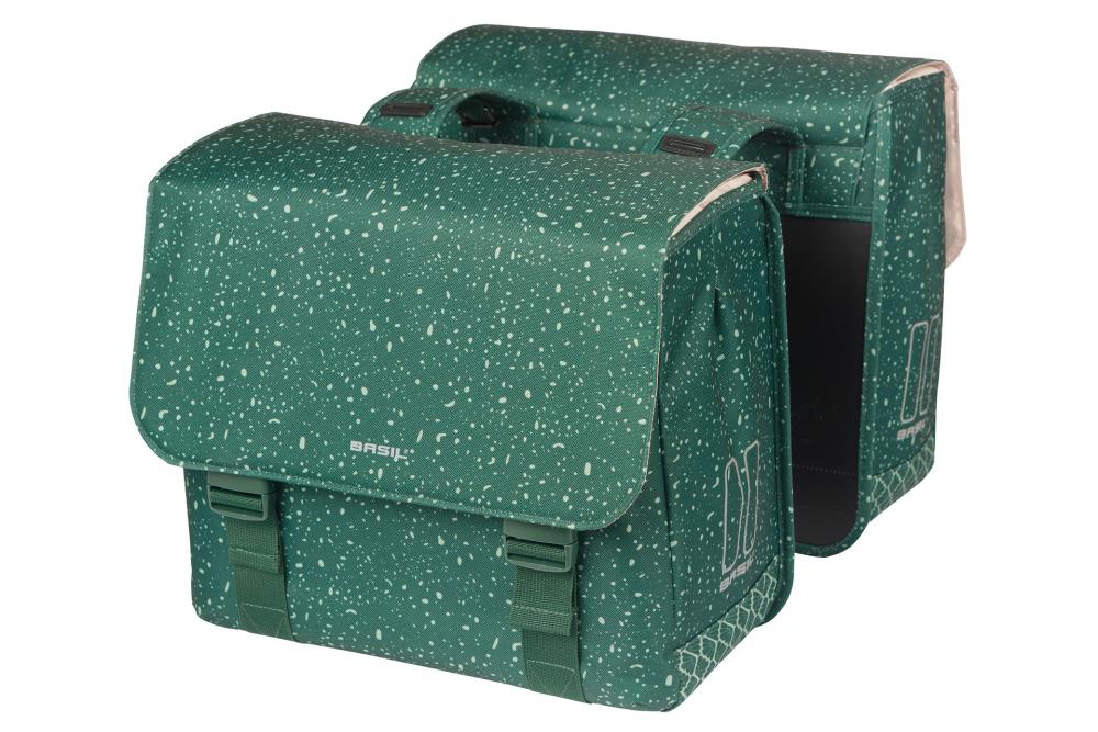 Basil Flair Doppelpacktasche 35L grün, wasserabweisend, mit Reflektoren & MIK/Universal-Bridge System.