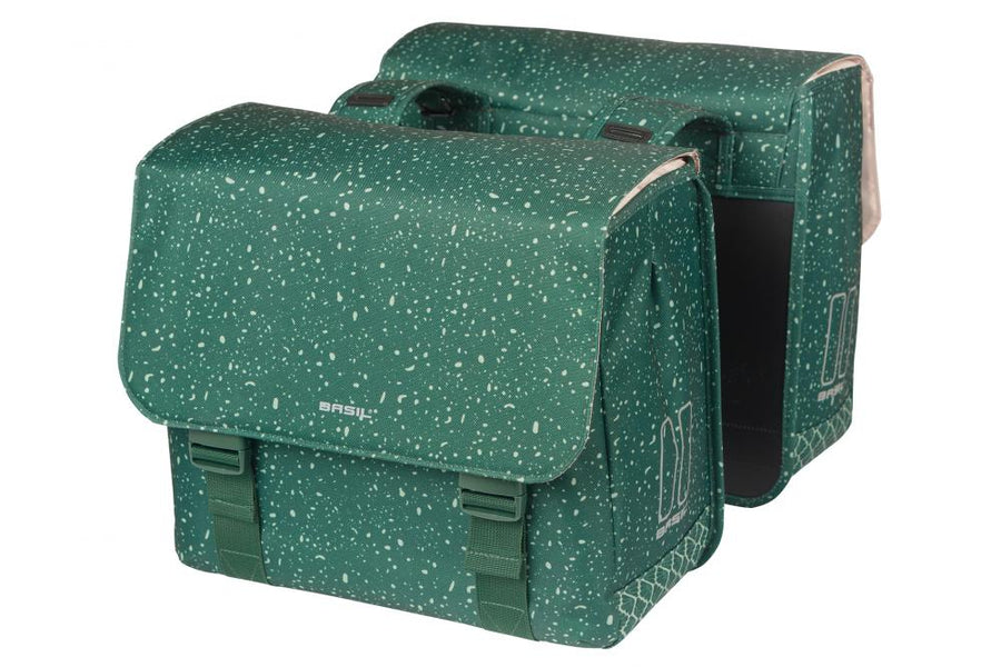 Basil Flair Doppelpacktasche 35L grün, wasserabweisend, mit Reflektoren & MIK/Universal-Bridge System.