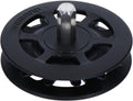 Schwarze SHIMANO Spannrolle CT-S510 für Nabendynamo-Kettenführung, mit silbernem Stift in der Mitte.