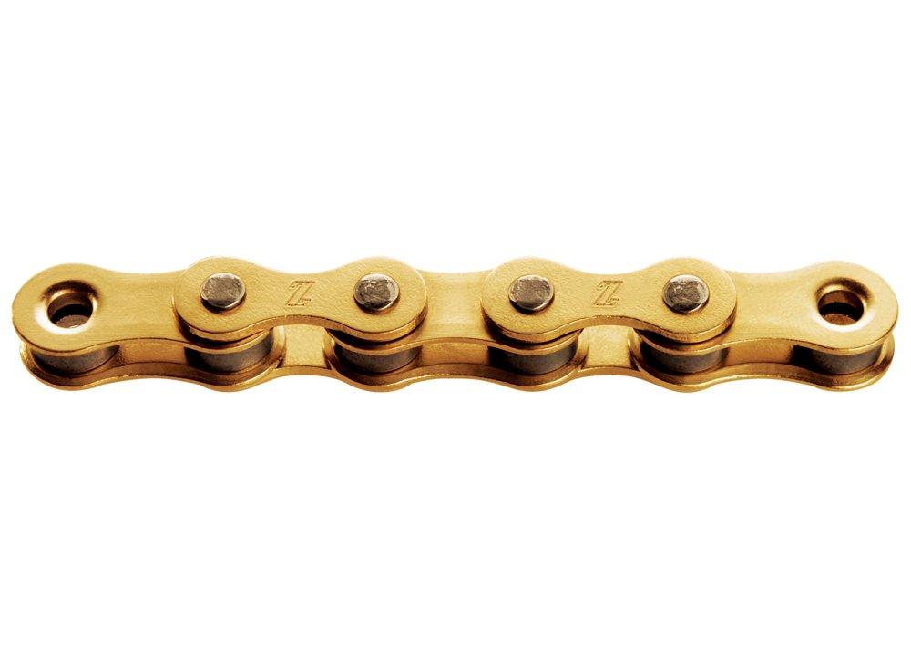Goldene KMC Z1 Wide Singlespeed Fahrradkette 1/2 x 1/8 Zoll mit 112 Gliedern und Snap-On Verbindungsglied.