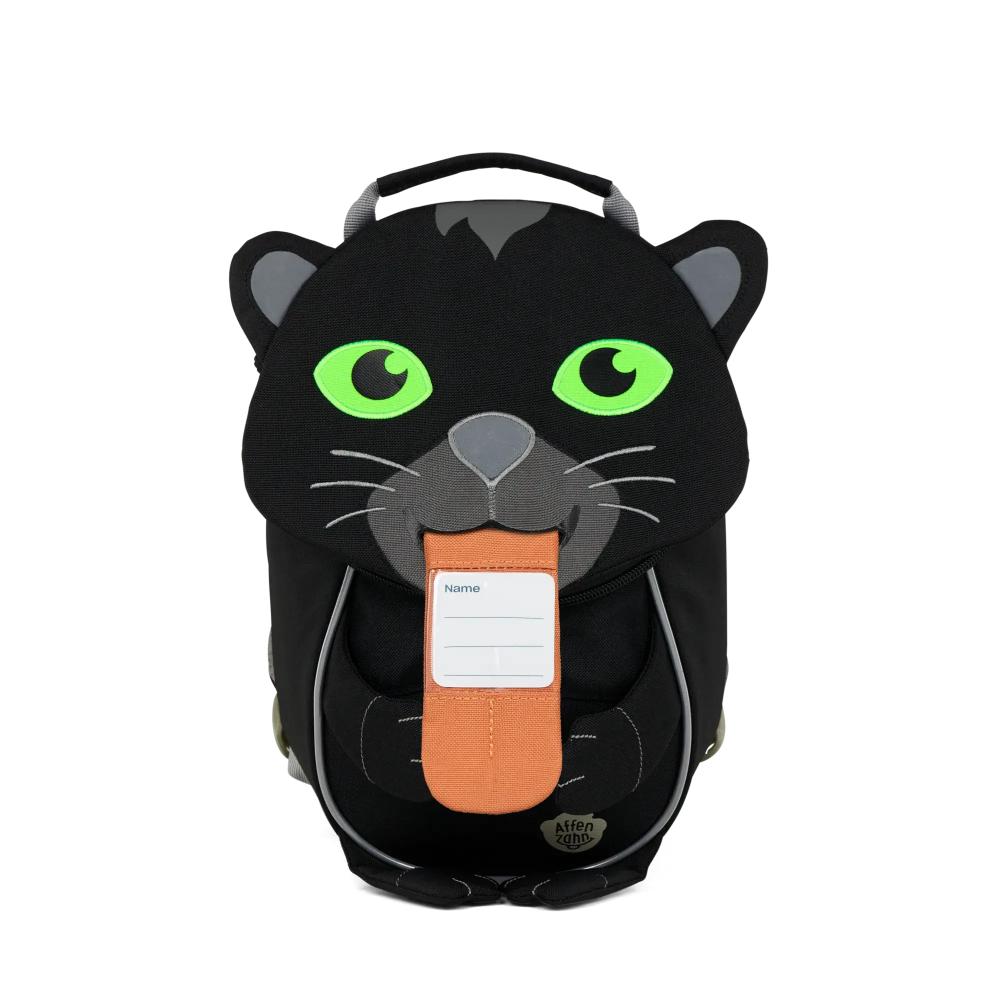 Affenzahn Kinderrucksack Kleiner Freund Panther, 4 Liter, 250g, 17x11x25cm, recyceltes PET, höhenverstellbarer Brustgurt, Reflektoren, Stickereien