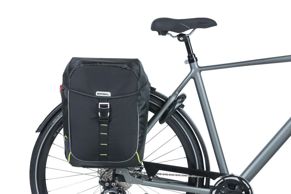 Basil Miles MIK 2.0 Doppeltasche 34L, wasserdichte Fahrrad-Gepäckträgertasche mit Rollverschluss & MIK Platte am Rad.