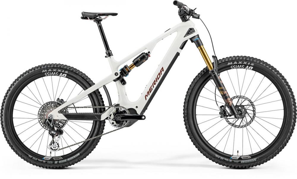 MERIDA eONE-SIXTY 10K E-Mountainbike Fully - Größe S - 600 Wattstunden - Carbonrahmen - Enduro - snow white bronze metal
