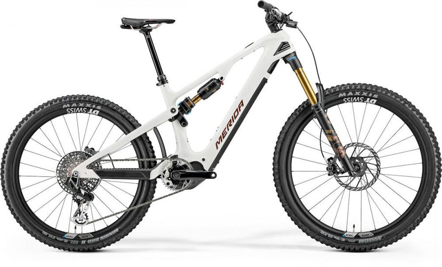 MERIDA eONE-SIXTY 10K E-Mountainbike Fully - Größe S - 600 Wattstunden - Carbonrahmen - Enduro - snow white bronze metal