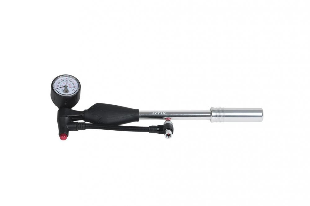 Zefal Z Shock Federgabelpumpe, silber-schwarz, mit Druckmanometer, bis 25bar.