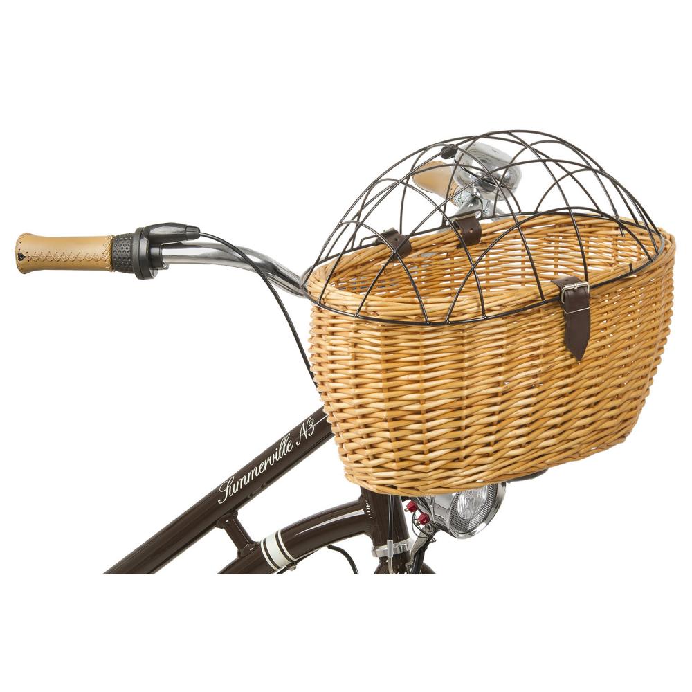 M-WAVE BA Pet Weidenkorb Fahrradkorb für Haustiere - handgeflochten, 43 × 29,5 × 22 / 14 cm, bis 15 kg, Lenker-/Sitzrohr-Montage