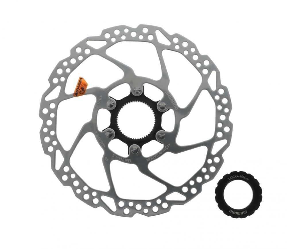 Shimano Bremsscheibe SM-RT54 180mm Center Lock mit Verschlussring für Fahrräder.