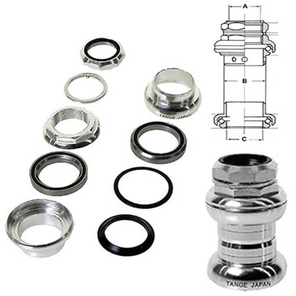 Messingschlager, Steuersatz 1" Gewinde Alu, silber cartrige, Ko=26,4mm, 390350