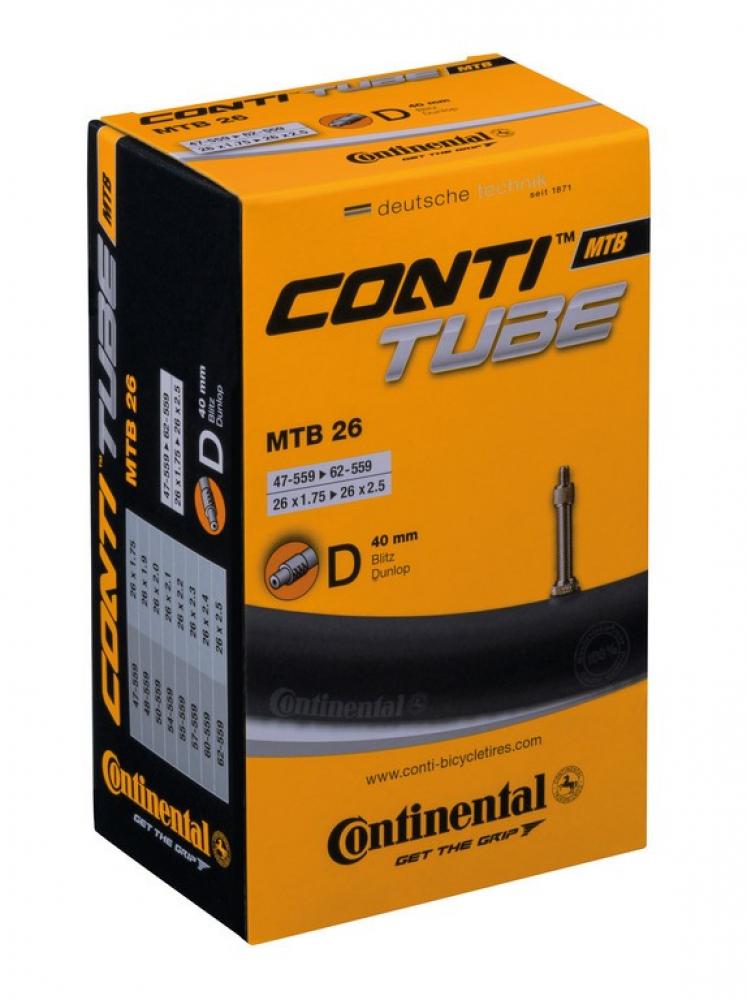 Continental Fahrradschlauch MTB 26 DV 40mm - 26x1.75-2.50 Zoll - für MTB 47/62-559 - Autoventil