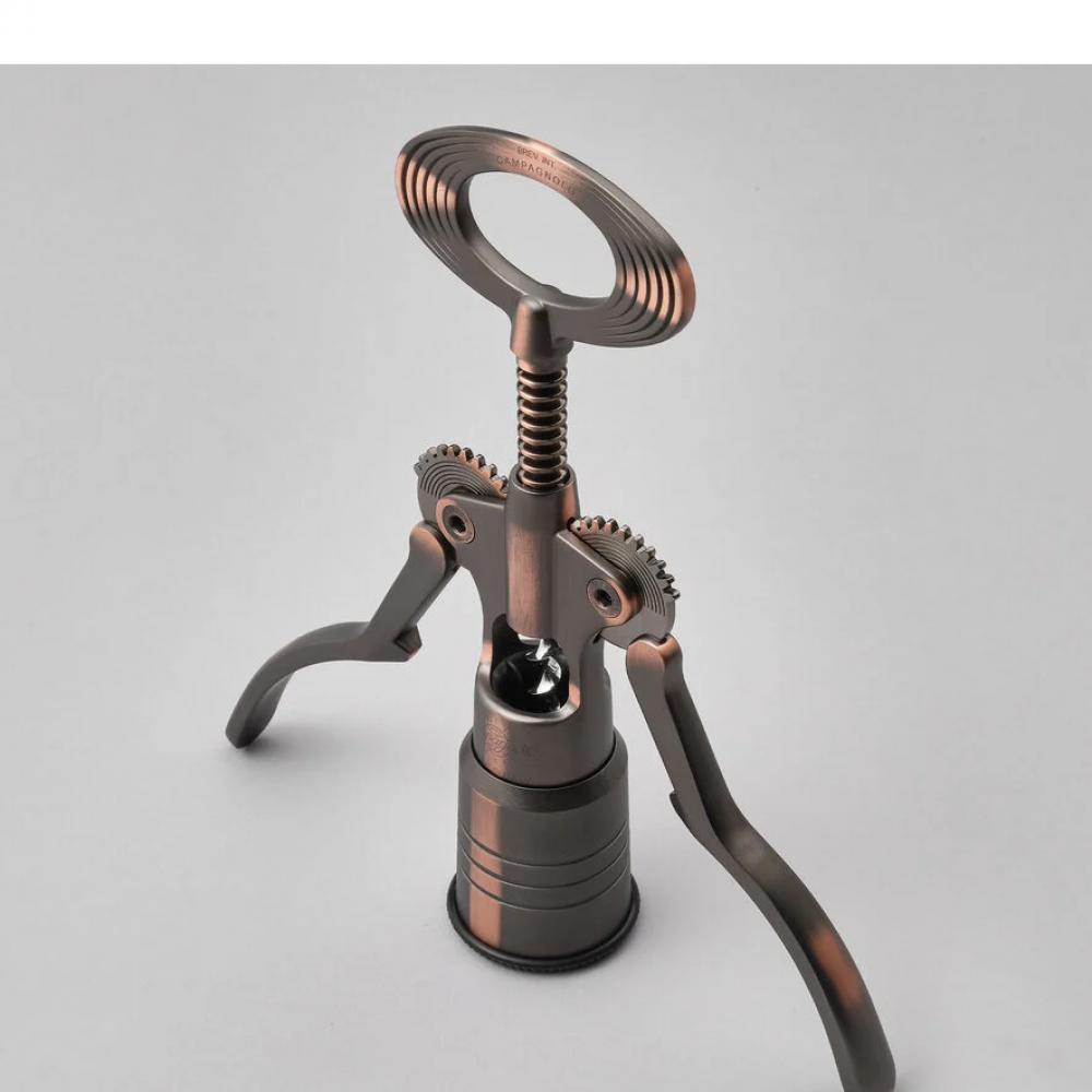 Campagnolo Korkenzieher Big Bronze CTB-BR15  Hochwertiger, in Italien gefertigter Korkenzieher mit selbstzentrierender Teleskop-Glocke und Hebelmechanismus für müheloses Entkorken