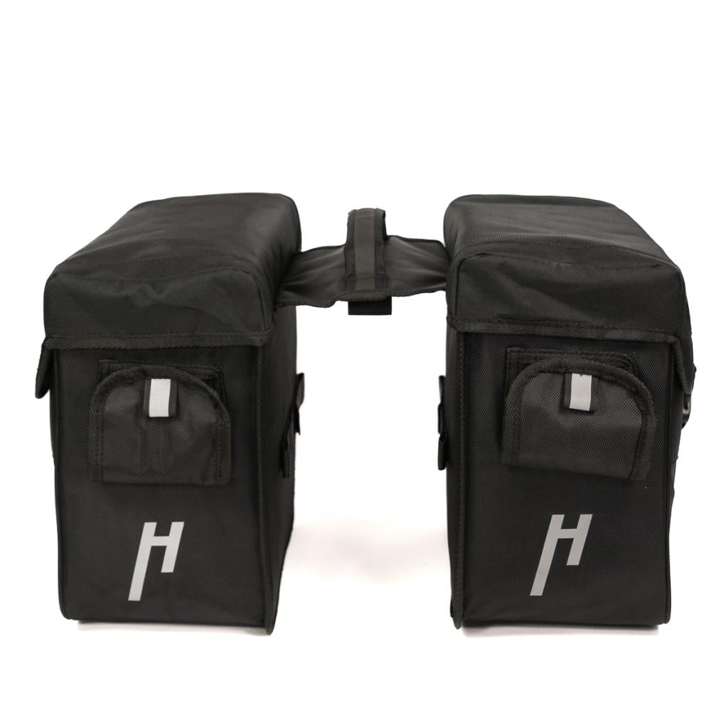 Haberland Doppeltasche 31l Carry On schwarz, geräumige Fahrradtasche für Alltag & Tour, mit "H" Logo.