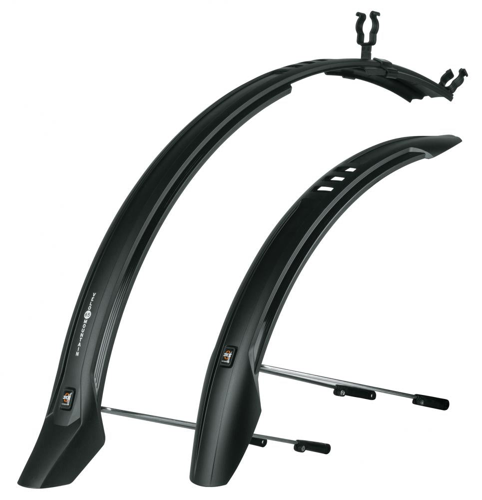 SKS Velo 65 Mountain Schutzblech-Set für 29 Zoll MTBs aus schwarzem Kunststoff für optimalen Spritzschutz.
