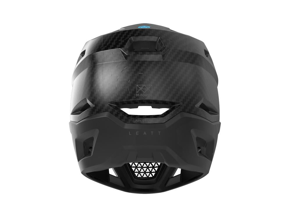 Schwarzer Leatt MTB Gravity 6.0 Carbon Helm stealth L, Rückansicht.