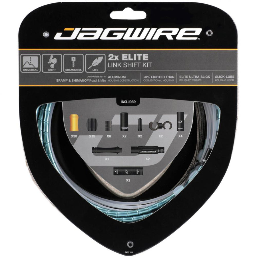 Jagwire Schaltzugset Road & Mountain Elite Link 2x Ltd. Celeste - maximale Schaltpräzision