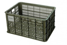 Basil Crate L Fahrradkiste 40L moosgrün, recycelter Kunststoff, 38x49x26 cm, kompatibel mit MIK-System, ideal für Einkäufe und Alltagsfahrten mit Stil