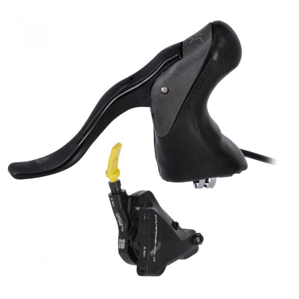 Campagnolo Ekar 1x13 linker Brems-Schalthebel und hydraulischer Vorderrad-Bremssattel, schwarz.