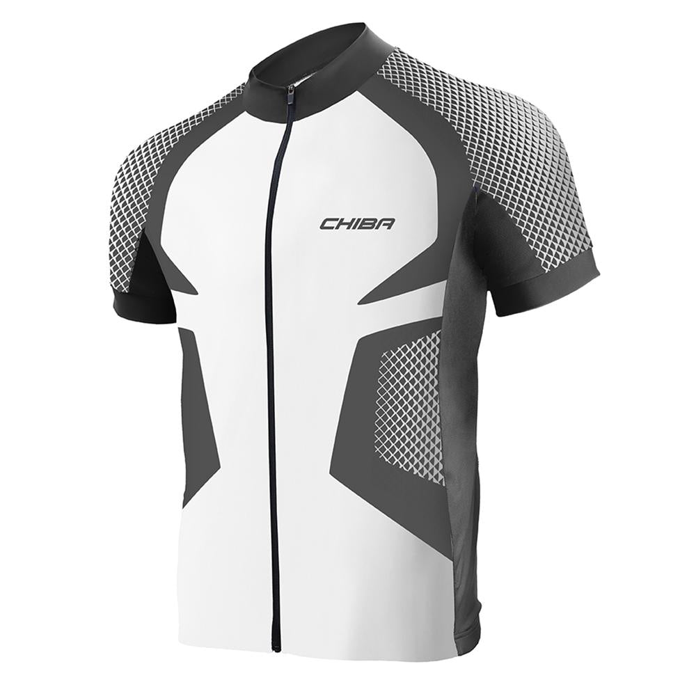 CHIBA Race Pro Shirt Men - Radtrikot 3XL weiß/schwarz, atmungsaktiv, durchgehender Reißverschluss