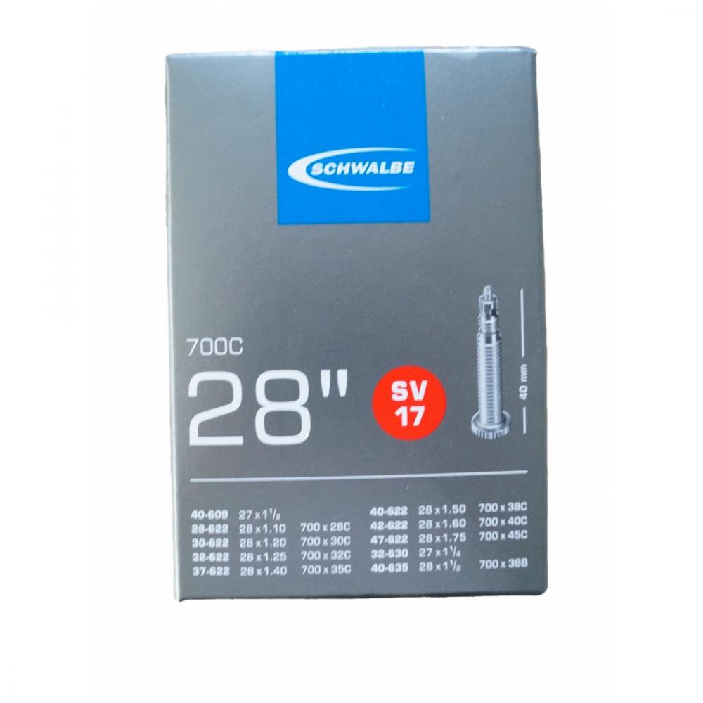 Schwalbe Fahrradschlauch SV17 für 28 Zoll / 700C Reifen, passend für Größen 28-47-622/635.