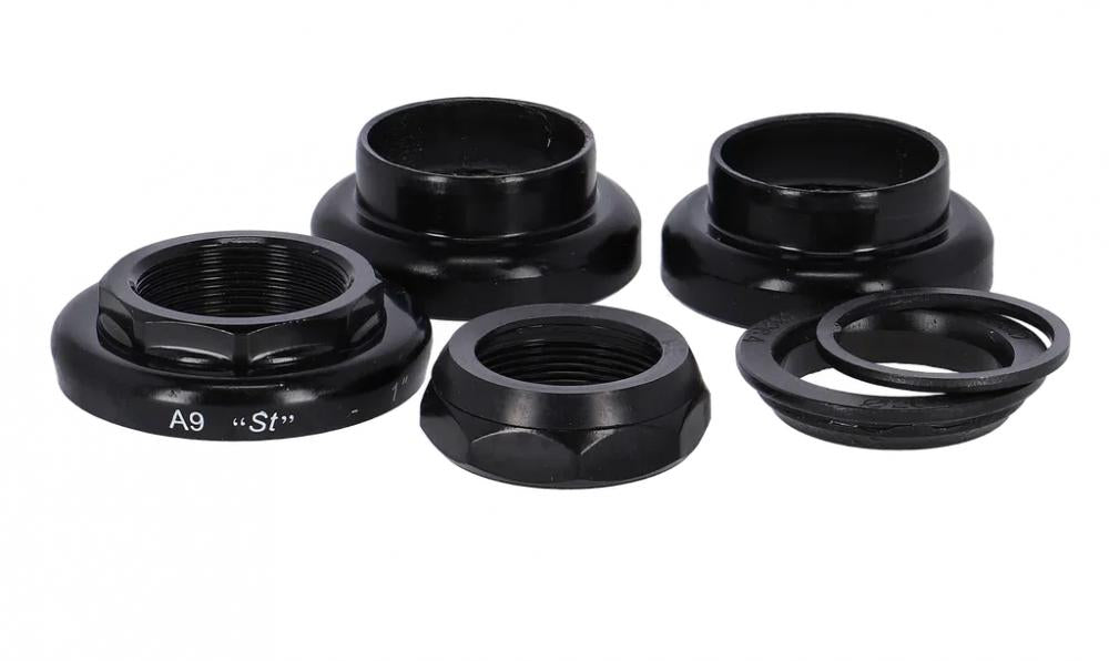 Steuersatz A9 Steel 1" Schwarz, Bsc Gewinde, Stahl, Ec27/25,4 | Ec27/26, Aufbauhöhe 39,4 Mm, Geeignet Für 1" Gewindegabeln