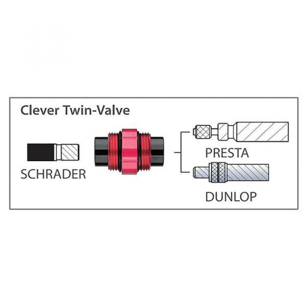 Merida Teleskop-Handpumpe Clever Twin-Valve Adapter für Schrader, Presta und Dunlop Ventile.