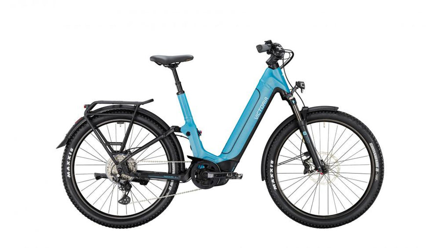 VICTORIA Elektro-Full Suspension "PARCOURS 4" (#1), Wave, 27,5", dove blue , 1x10-Gang SHIMANO "Deore", 56cm