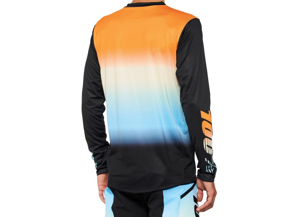 100% R-Core X LE Long Sleeve Jersey M Sunset - leichtes DH/Enduro-Trikot mit Top-Belüftung