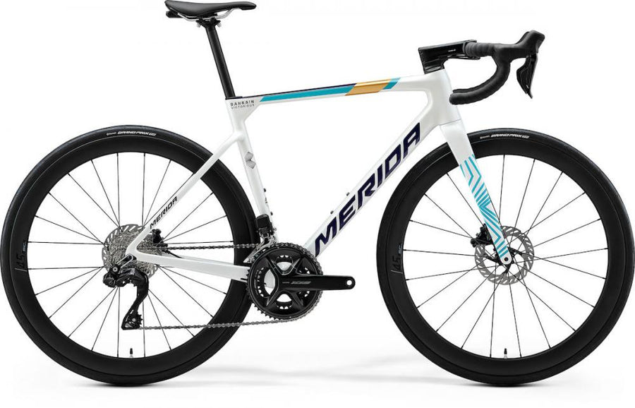 Merida Scultura 6000 Rennrad M Pearl-Blue-Team, Carbonrahmen, Shimano 105 Di2 12-fach, hydraulische Scheibenbremsen, Vision SC30 Carbon Laufräder, ca 8,2 kg