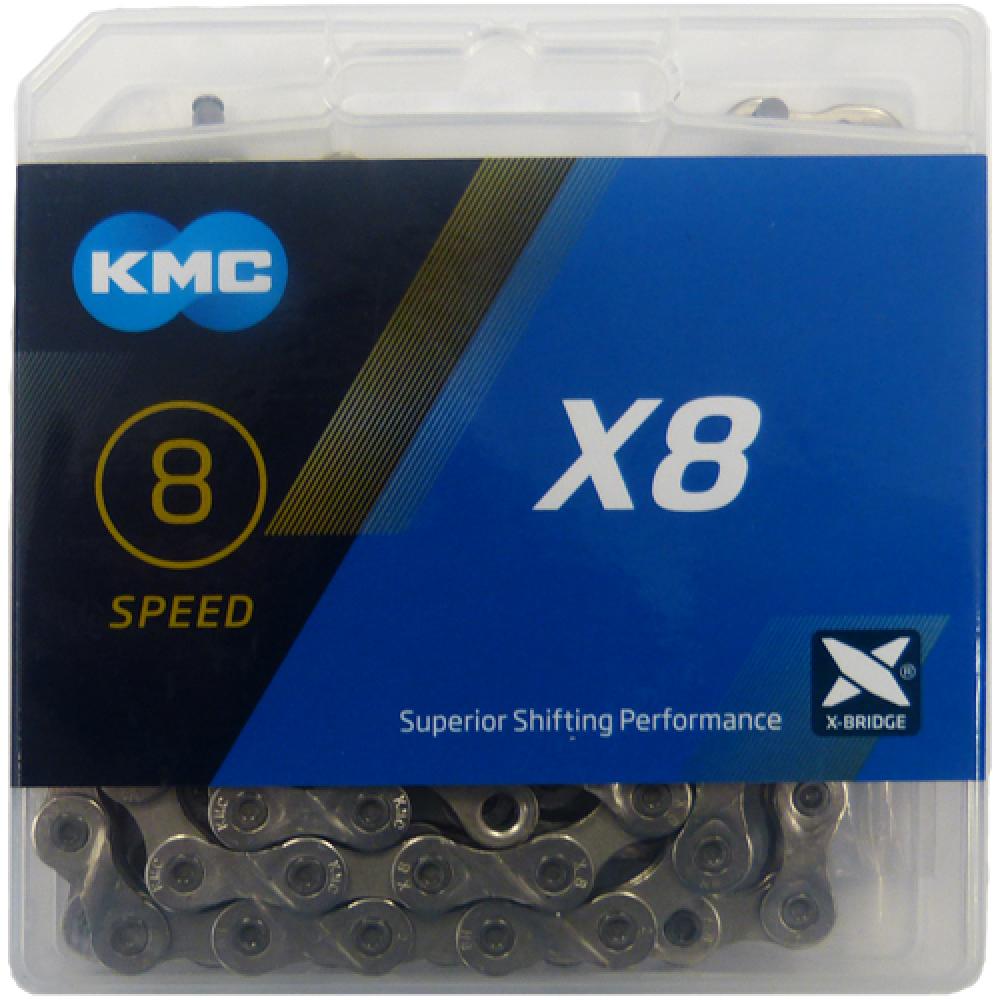 KMC Kette X8 Silber 1/2" x 3/32", 114 Glieder 7,3mm, 8-fach